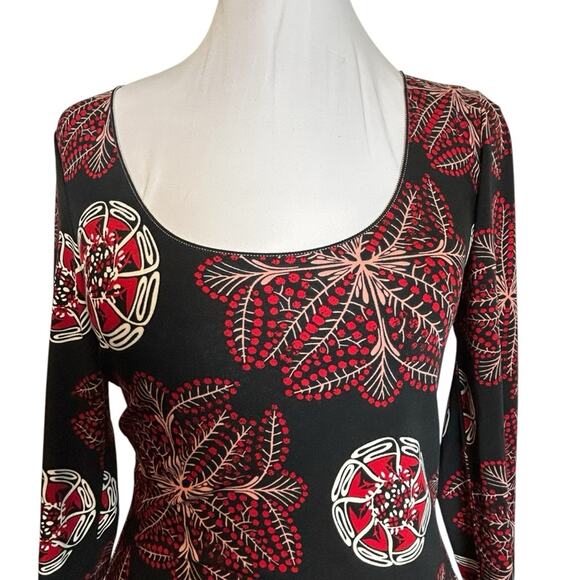 Sophie Max Dress Womens Size XS Black Red Stretch Sheath Wrap Floral Boho Fitted - Picture 4 of 11